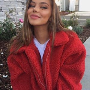 I am gia red pixie coat